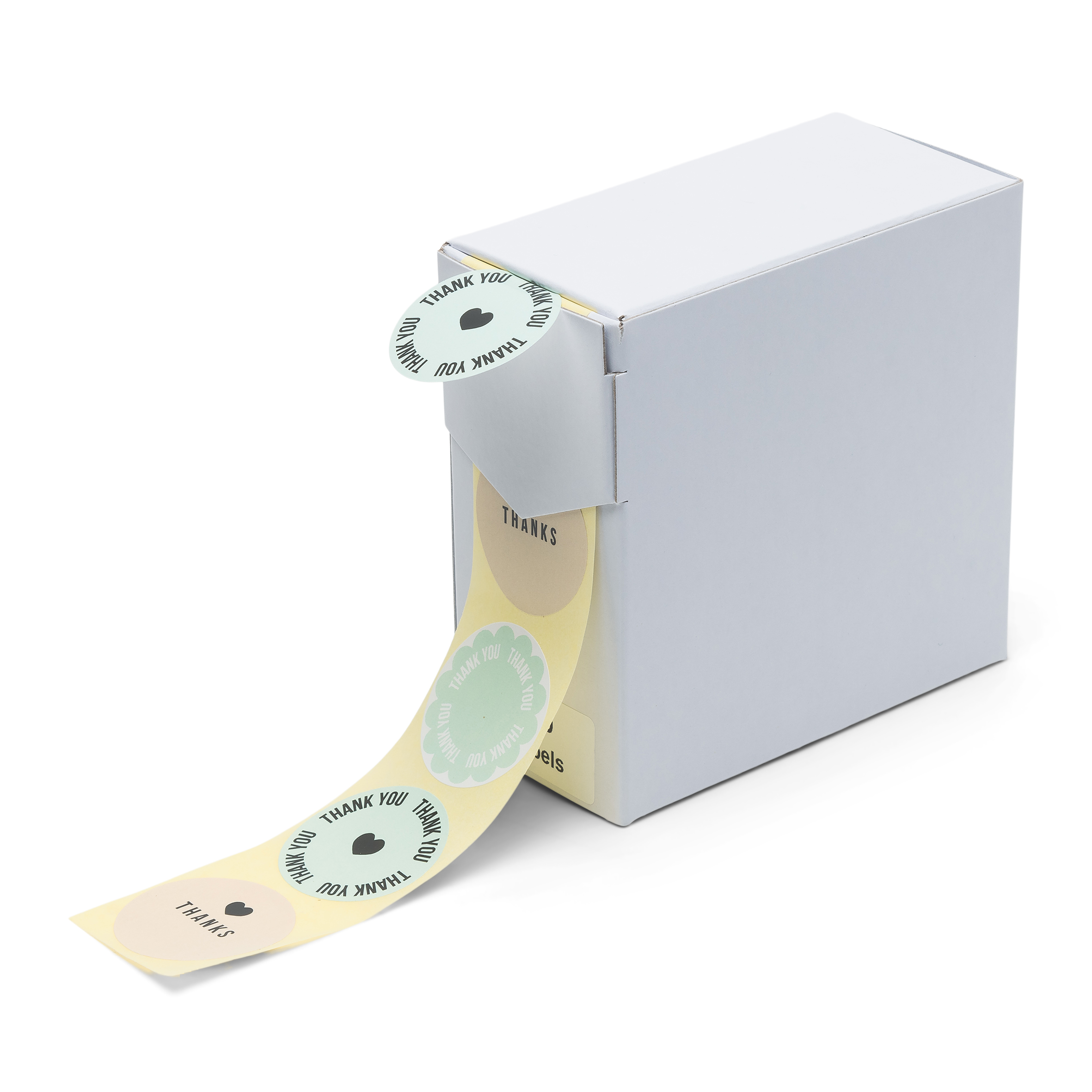 Etiketten Rillprint rol 250 stuks pastel ø35 thank you