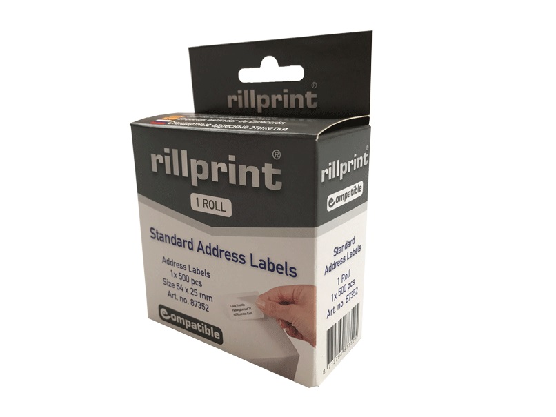Dymo 11352 compatible labels, 54x25mm in de kleur wit, 500 etiketten per rol. Verpakt per 1 rol.