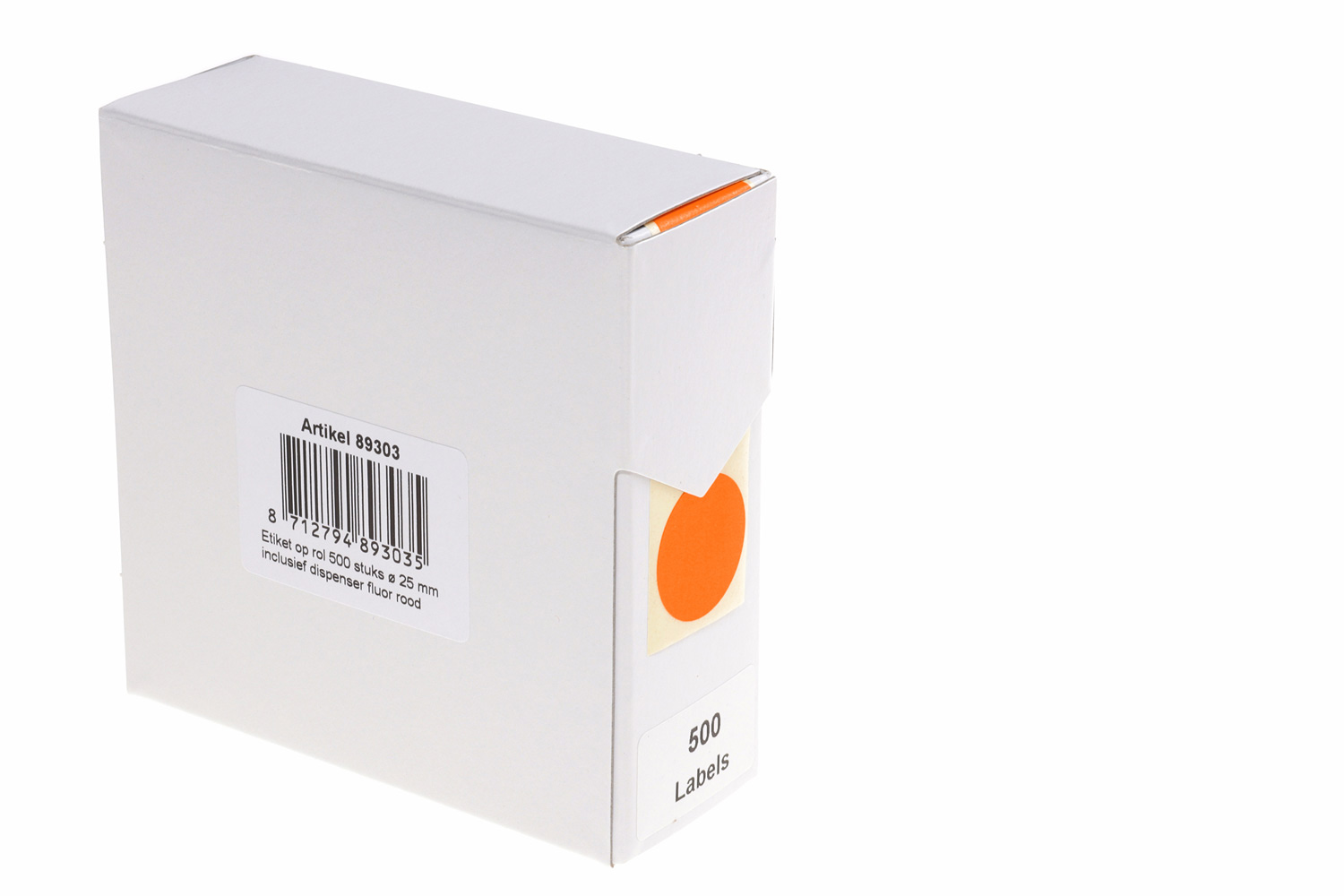 Etiket ø25 mm 500 labels fluorrood