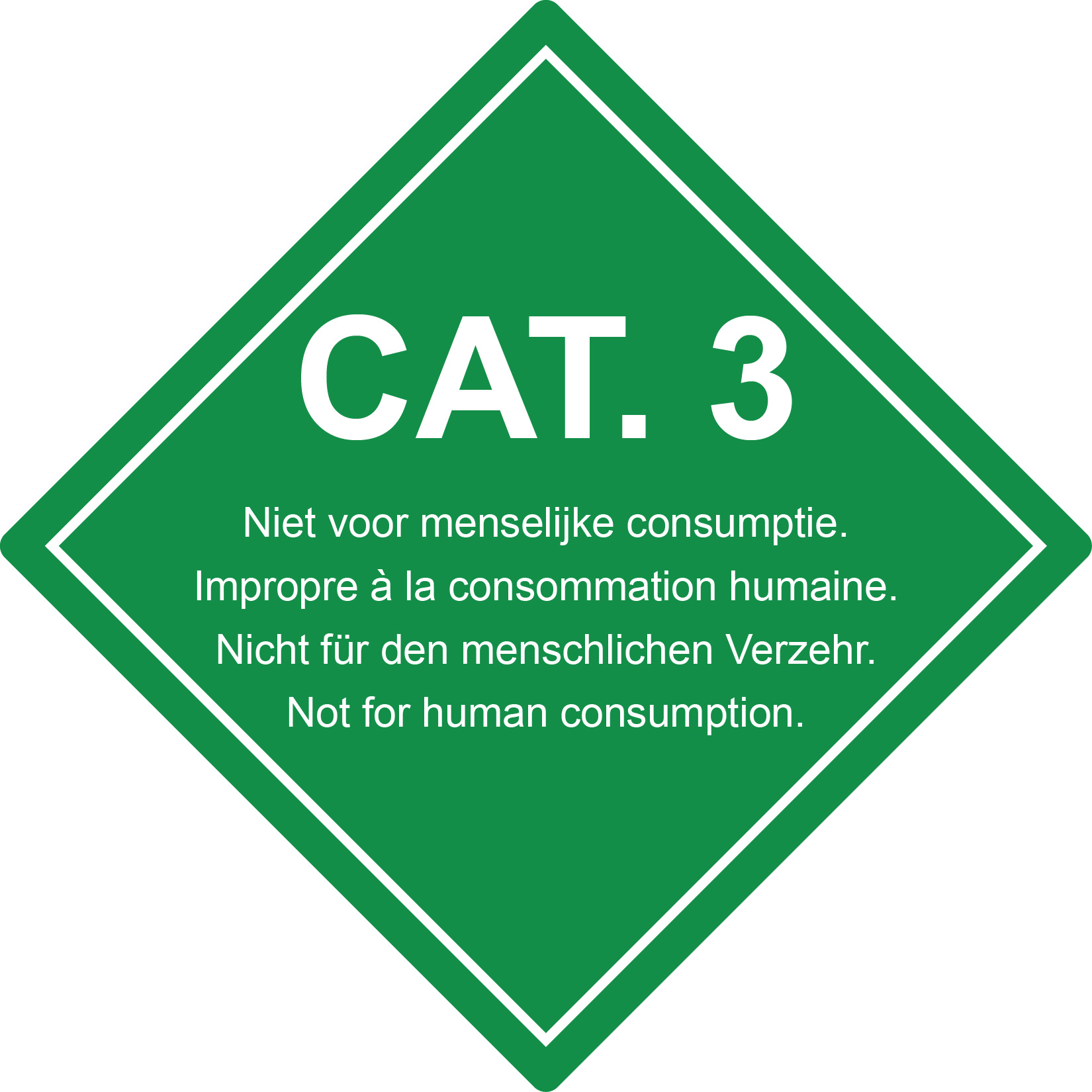 Categorie 3 stickers op rol – “CAT. 3 – Niet voor menselijke consumptie”