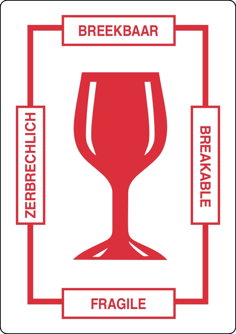 Rillprint Waarschuwingsetiketten - Glas 4 talen 500 etiketten per rol