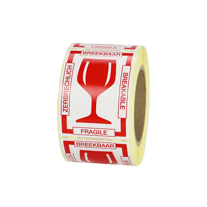 Rillprint Waarschuwingsetiketten - Glas 4 talen 1000 etiketten per rol