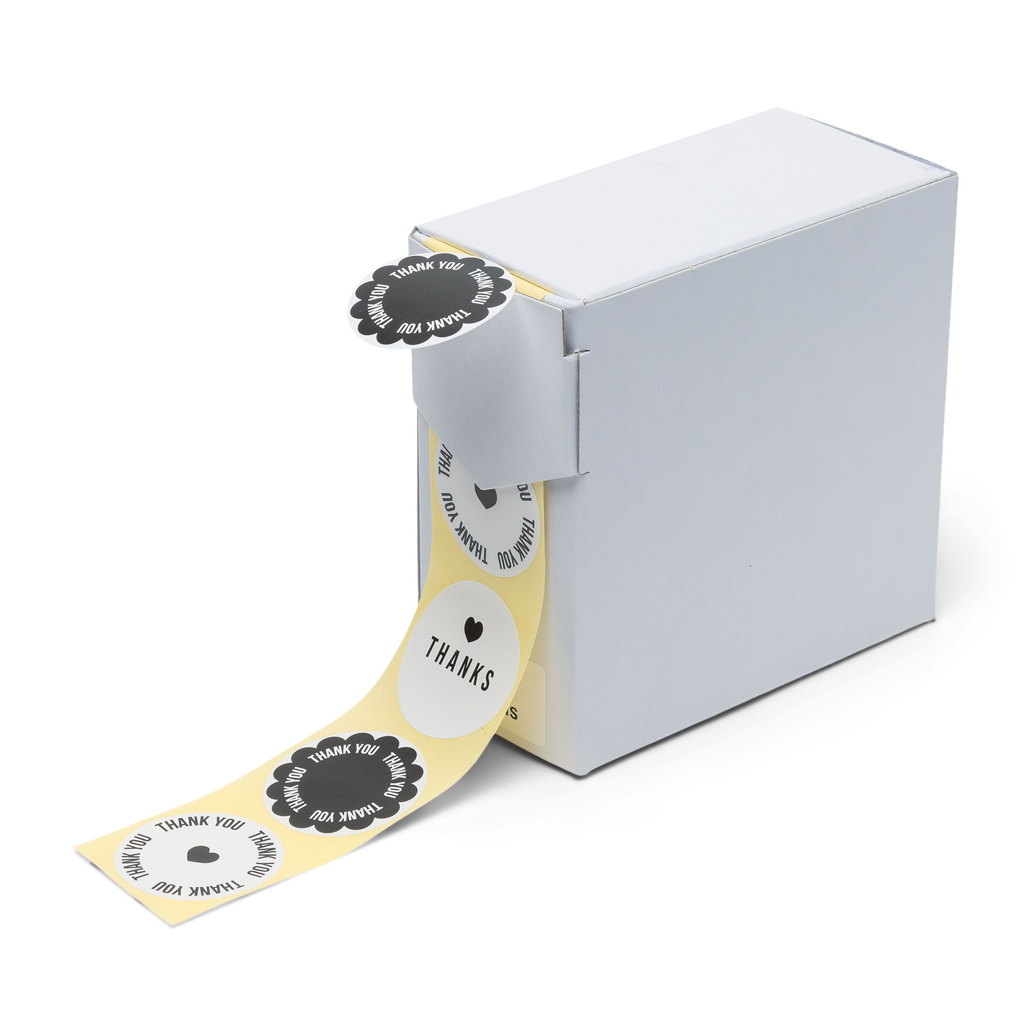 Etiketten Rillprint rol 250 stuks  zwart/wit ø35 thank you