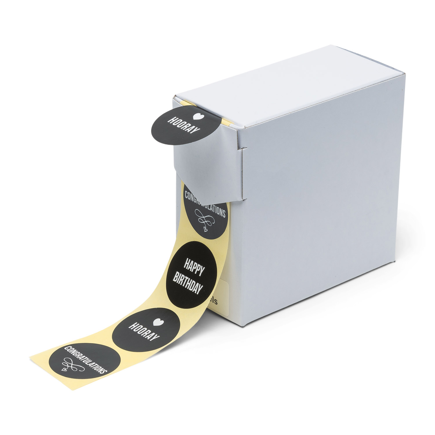 Etiketten Rillprint rol 250 stuks zwart/wit ø35 birthday