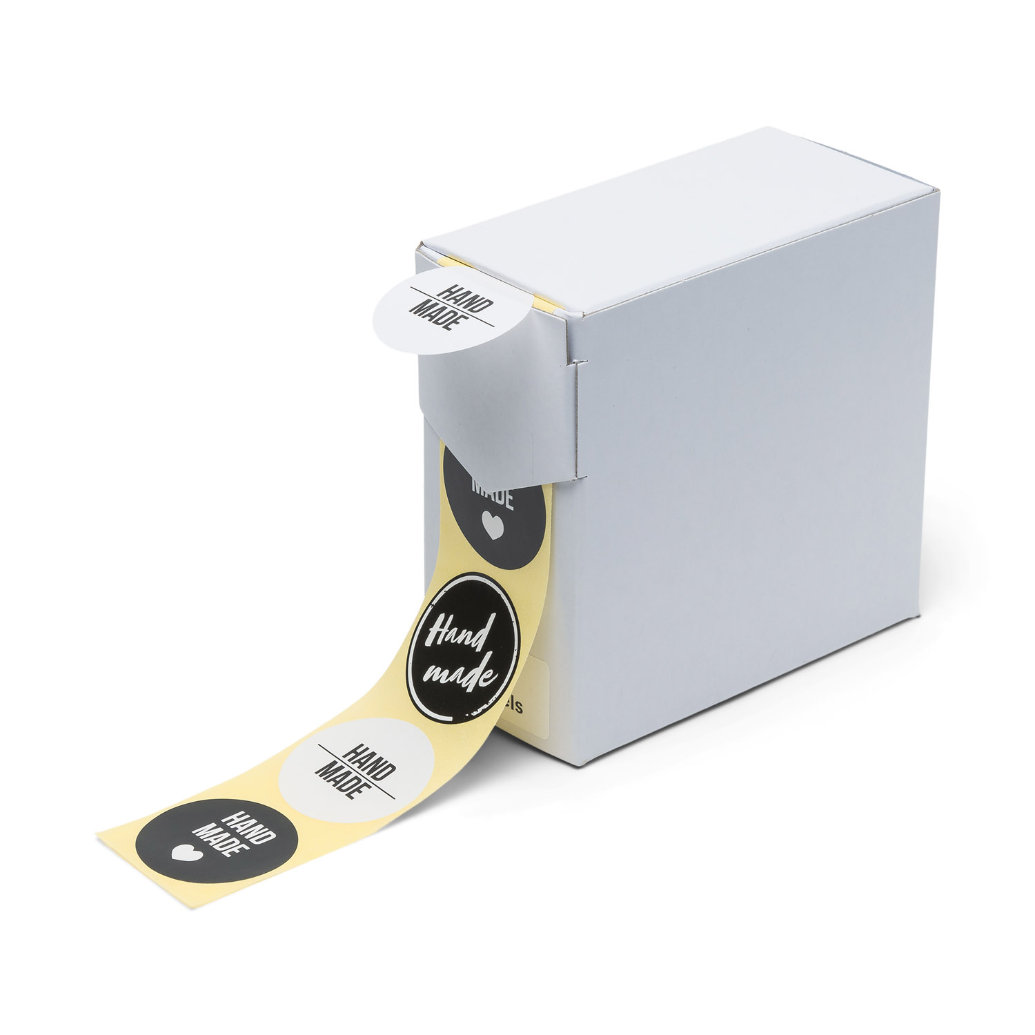 Etiketten Rillprint rol 250 stuks zwart/wit ø35 hand made